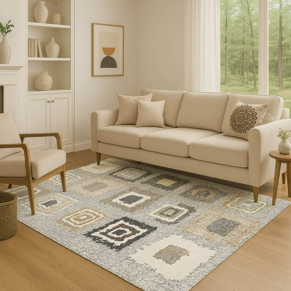 Addison Rugs Mayfield Premium Machine Washable Transitional Geometric Gray Rectangle Rug, 2'6" x 3'10"