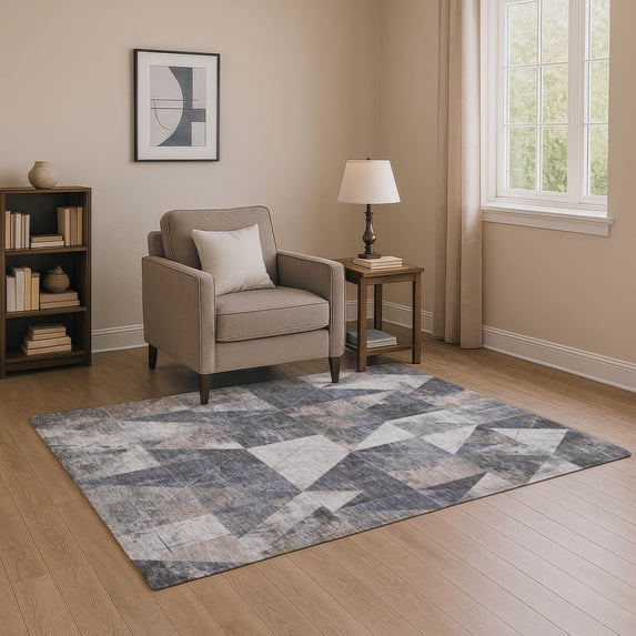 Addison Rugs Mayfield Premium Machine Washable Transitional Geometric Gray Rectangle Rug, 2'6" x 3'10"