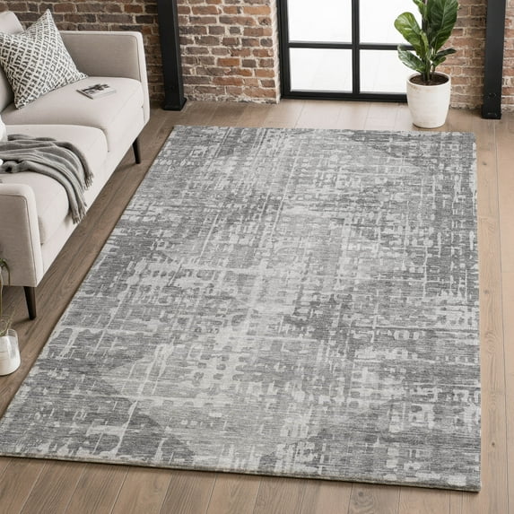 Addison Rugs Mayfield Premium Machine Washable Transitional Geometric Gray Rectangle Rug, 3' x 5'