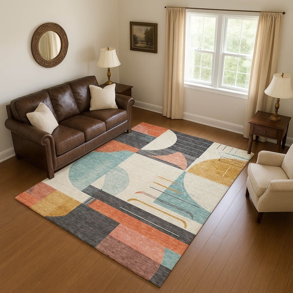 Addison Rugs Mayfield Premium Machine Washable Transitional Geometric Gray Rectangle Rug, 3' x 5'