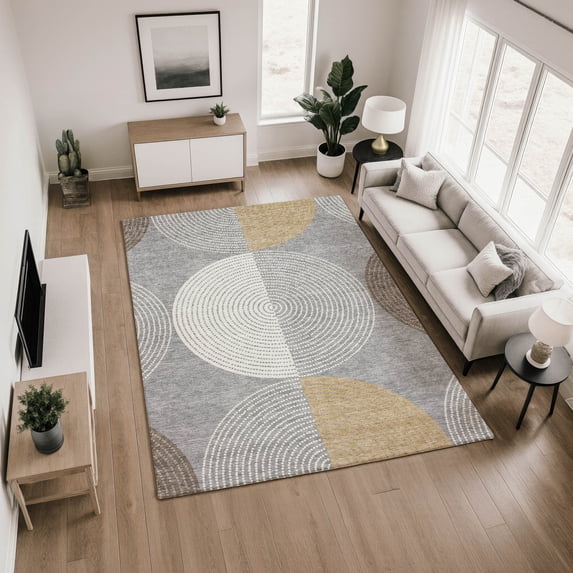 Addison Rugs Mayfield Premium Machine Washable Transitional Geometric Gray Rectangle Rug, 3' x 5'