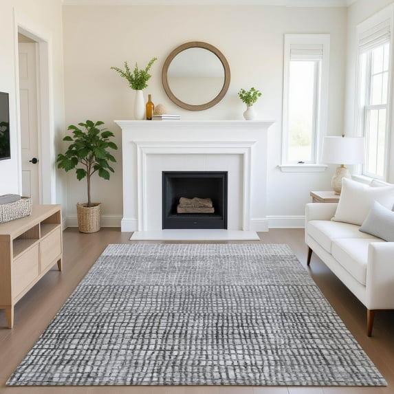 Addison Rugs Mayfield Premium Machine Washable Transitional Geometric Gray Rectangle Rug, 8' x 10'