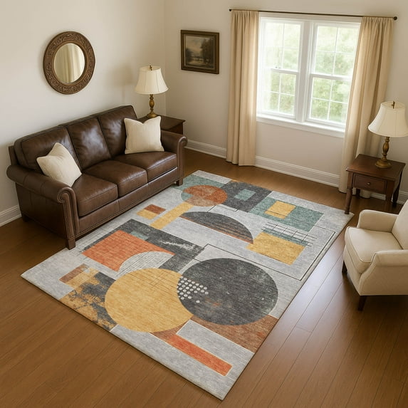 Addison Rugs Mayfield Premium Machine Washable Transitional Geometric Gray Rectangle Rug, 9' x 12'
