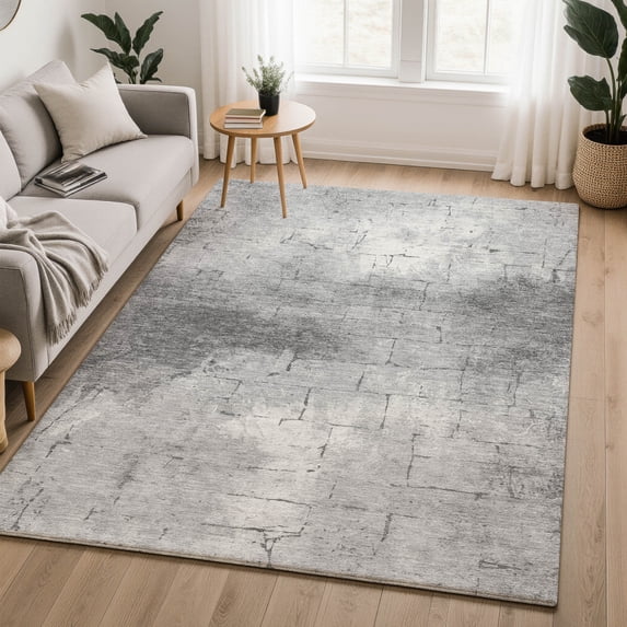 Addison Rugs Mayfield Premium Machine Washable Transitional Geometric Gray Rectangle Rug, 9' x 12'
