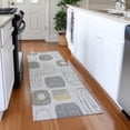 thumbnail image 1 of Addison Rugs Mayfield Premium Machine Washable Transitional Geometric Gray Runner Rug, 2'3" X 7'6" Machine Washable Transitional Geometric Gray Oversized Sherpa Throw Blanket, 1 of 6