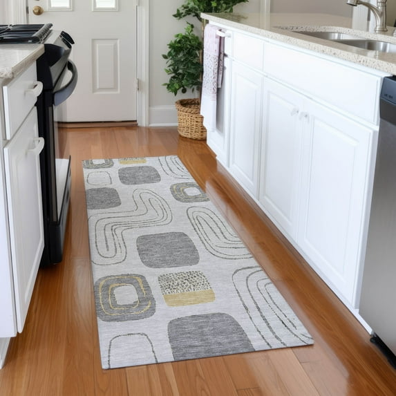 Addison Rugs Mayfield Premium Machine Washable Transitional Geometric Gray Runner Rug, 2'3" X 7'6" Machine Washable Transitional Geometric Gray Oversized Sherpa Throw Blanket