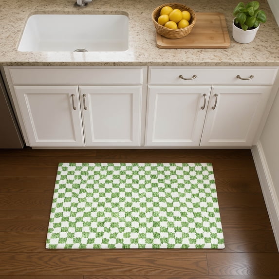 Addison Rugs Mayfield Premium Machine Washable Transitional Geometric Green Rectangle Rug, 1'8" x 2'6"