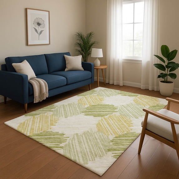 Addison Rugs Mayfield Premium Machine Washable Transitional Geometric Green Rectangle Rug, 5' x 7'6"