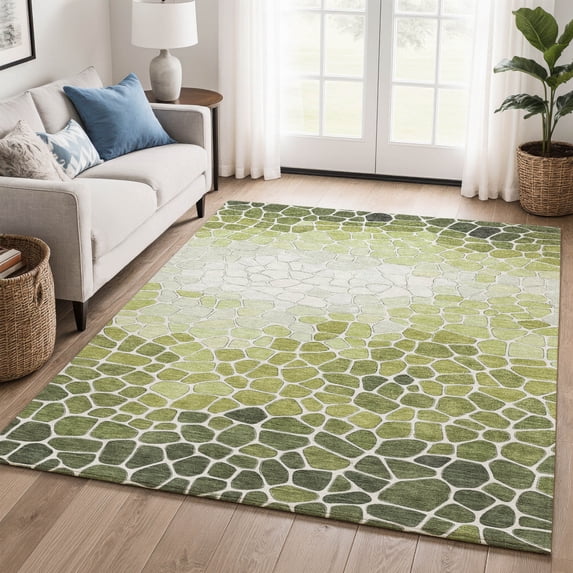 Addison Rugs Mayfield Premium Machine Washable Transitional Geometric Green Rectangle Rug, 5' x 7'6"