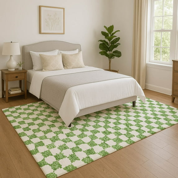 Addison Rugs Mayfield Premium Machine Washable Transitional Geometric Green Rectangle Rug, 8' x 10'