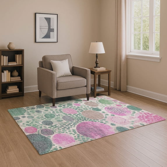 Addison Rugs Mayfield Premium Machine Washable Transitional Geometric Green Rectangle Rug, 9' x 12'