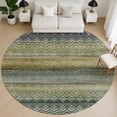 thumbnail image 1 of Addison Rugs Mayfield Premium Machine Washable Transitional Geometric Green Round Rug, 8' X 8' Machine Washable Transitional Geometric Green Oversized Sherpa Throw Blanket, 1 of 6