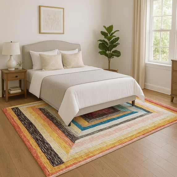 Addison Rugs Mayfield Premium Machine Washable Transitional Geometric Honey Rectangle Rug, 8' x 10'