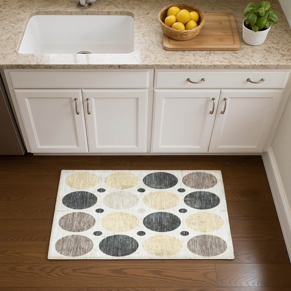 Addison Rugs Mayfield Premium Machine Washable Transitional Geometric Ivory Rectangle Rug, 1'8" x 2'6"