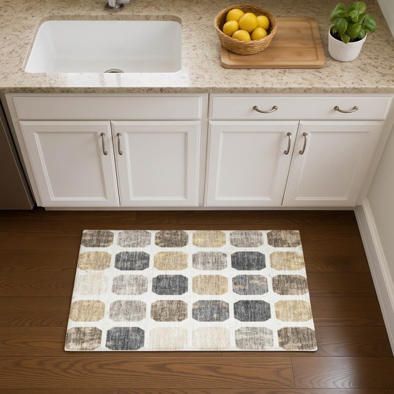 Addison Rugs Mayfield Premium Machine Washable Transitional Geometric Ivory Rectangle Rug, 1'8" x 2'6"