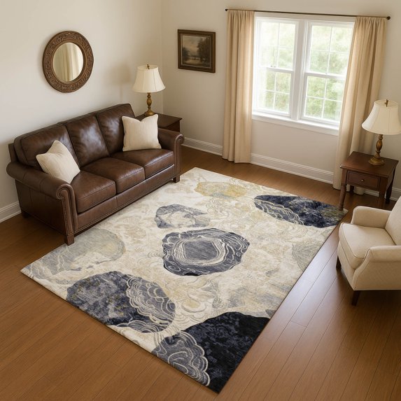 Addison Rugs Mayfield Premium Machine Washable Transitional Geometric Ivory Rectangle Rug, 10' x 14'