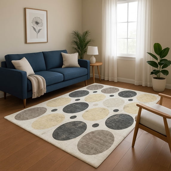 Addison Rugs Mayfield Premium Machine Washable Transitional Geometric Ivory Rectangle Rug, 2'6" x 3'10"