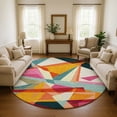 thumbnail image 1 of Addison Rugs Mayfield Premium Machine Washable Transitional Geometric Ivory Round Rug, 8' X 8' Machine Washable Transitional Geometric Ivory Oversized Sherpa Throw Blanket, 1 of 6
