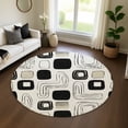 thumbnail image 1 of Addison Rugs Mayfield Premium Machine Washable Transitional Geometric Ivory Round Rug, 8' X 8' Machine Washable Transitional Geometric Ivory Oversized Sherpa Throw Blanket, 1 of 6