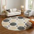 thumbnail image 1 of Addison Rugs Mayfield Premium Machine Washable Transitional Geometric Ivory Round Rug, 8' x 8', 1 of 6