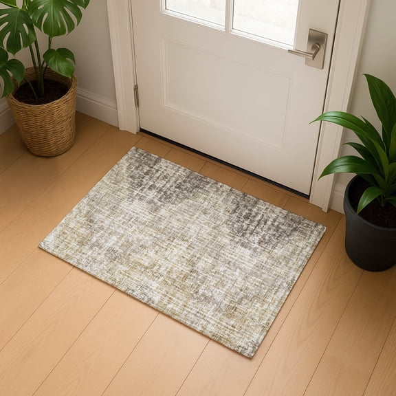 Addison Rugs Mayfield Premium Machine Washable Transitional Geometric Khaki Rectangle Rug, 1'8" x 2'6"