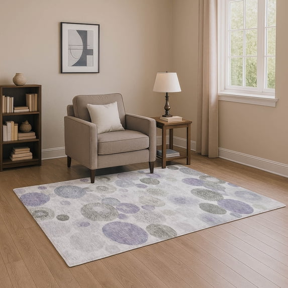 Addison Rugs Mayfield Premium Machine Washable Transitional Geometric Lavender Rectangle Rug, 10' x 14'
