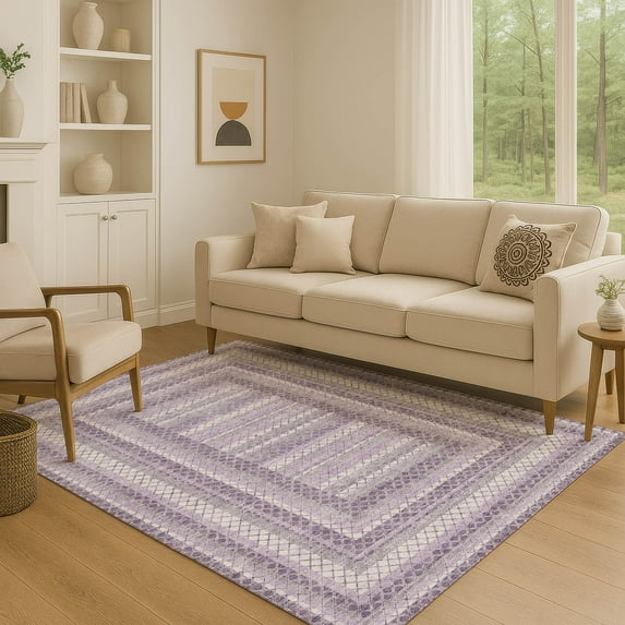Addison Rugs Mayfield Premium Machine Washable Transitional Geometric Lavender Rectangle Rug, 3' x 5'