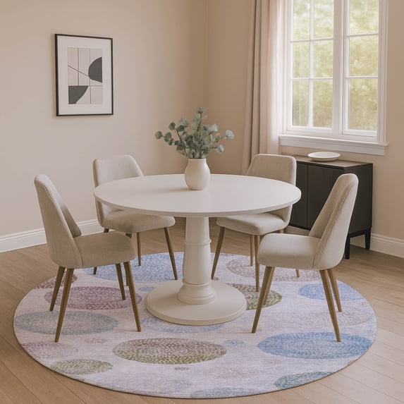 Addison Rugs Mayfield Premium Machine Washable Transitional Geometric Lavender Round Rug, 8' x 8'