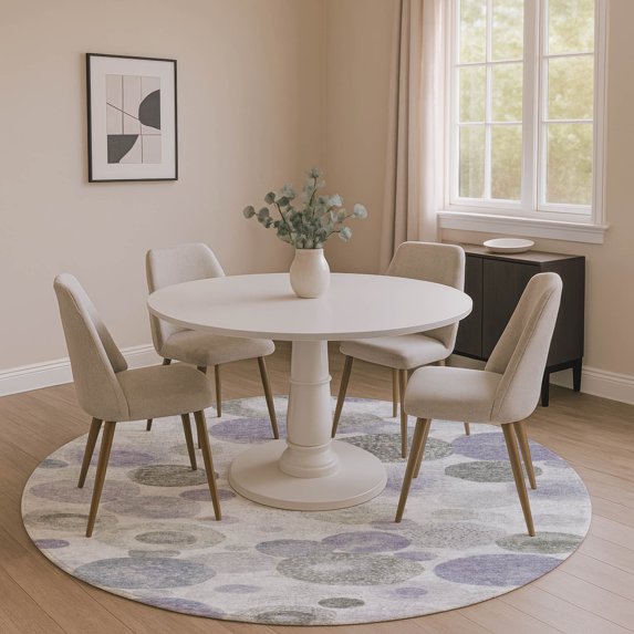 Addison Rugs Mayfield Premium Machine Washable Transitional Geometric Lavender Round Rug, 8' x 8'