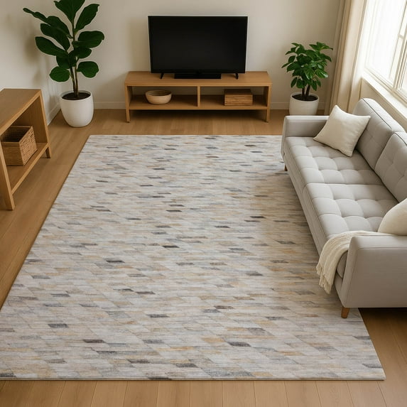 Addison Rugs Mayfield Premium Machine Washable Transitional Geometric Linen Rectangle Rug, 10' X 14' Machine Washable Transitional Geometric Linen Oversized Sherpa Throw Blanket