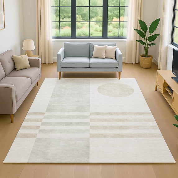 Addison Rugs Mayfield Premium Machine Washable Transitional Geometric Linen Rectangle Rug, 10' x 14'