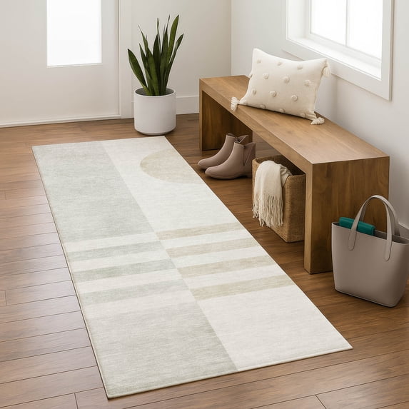 Addison Rugs Mayfield Premium Machine Washable Transitional Geometric Linen Runner Rug, 2'3" x 7'6"