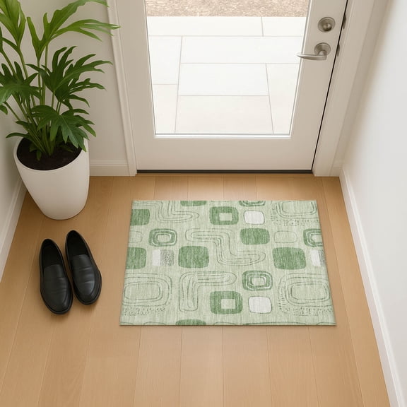 Addison Rugs Mayfield Premium Machine Washable Transitional Geometric Mint Rectangle Rug, 1'8" X 2'6" Machine Washable Transitional Geometric Mint Oversized Sherpa Throw Blanket