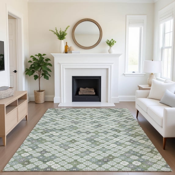 Addison Rugs Mayfield Premium Machine Washable Transitional Geometric Mint Rectangle Rug, 2'6" x 3'10"