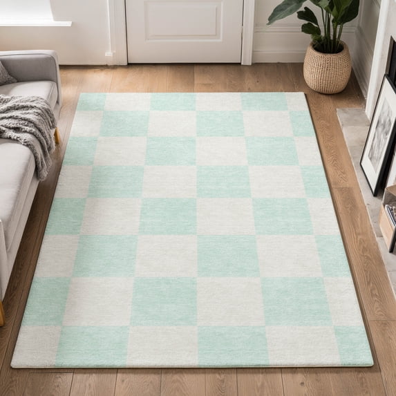 Addison Rugs Mayfield Premium Machine Washable Transitional Geometric Mint Rectangle Rug, 8' x 10'