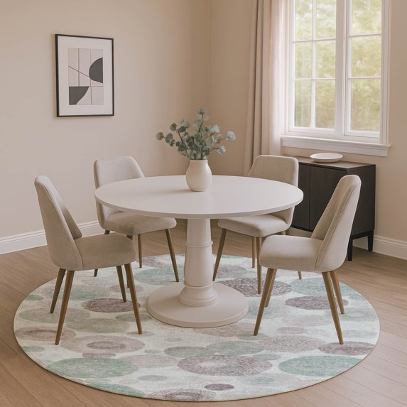 Addison Rugs Mayfield Premium Machine Washable Transitional Geometric Mint Round Rug, 8' x 8'