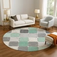 thumbnail image 1 of Addison Rugs Mayfield Premium Machine Washable Transitional Geometric Mint Round Rug, 8' x 8', 1 of 6