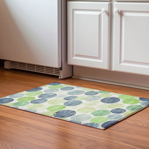 Addison Rugs Mayfield Premium Machine Washable Transitional Geometric Navy Rectangle Rug, 1'8" x 2'6"
