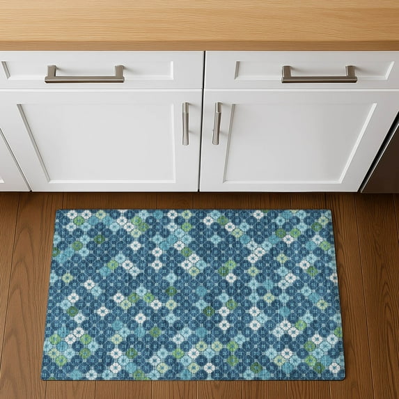 Addison Rugs Mayfield Premium Machine Washable Transitional Geometric Navy Rectangle Rug, 1'8" x 2'6"