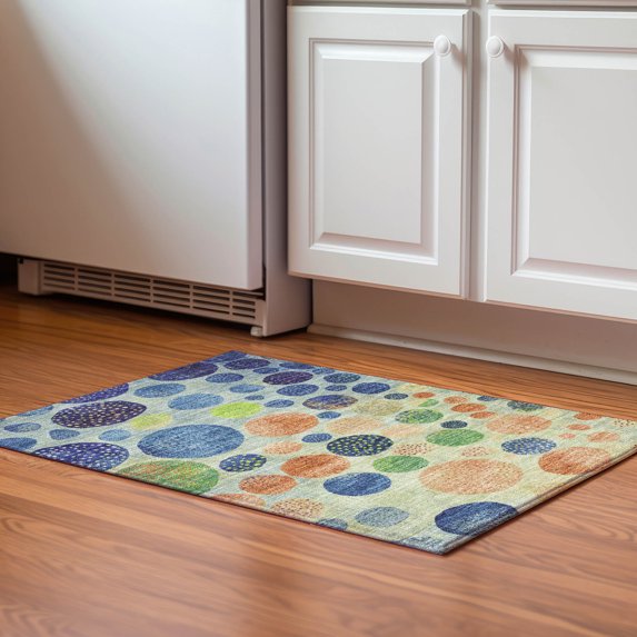 Addison Rugs Mayfield Premium Machine Washable Transitional Geometric Navy Rectangle Rug, 1'8" x 2'6"
