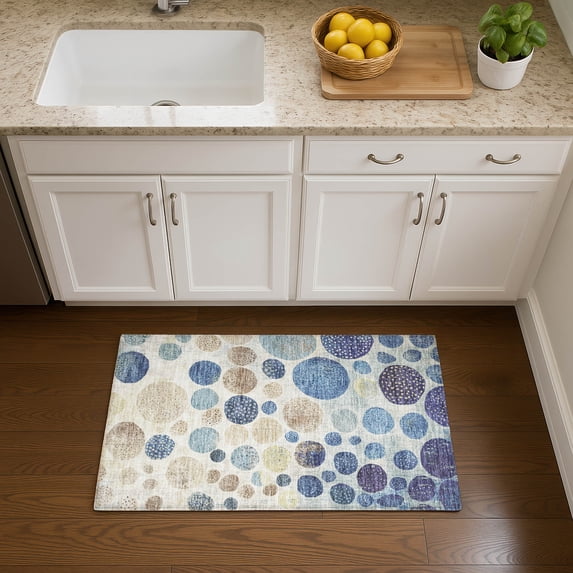 Addison Rugs Mayfield Premium Machine Washable Transitional Geometric Navy Rectangle Rug, 1'8" x 2'6"
