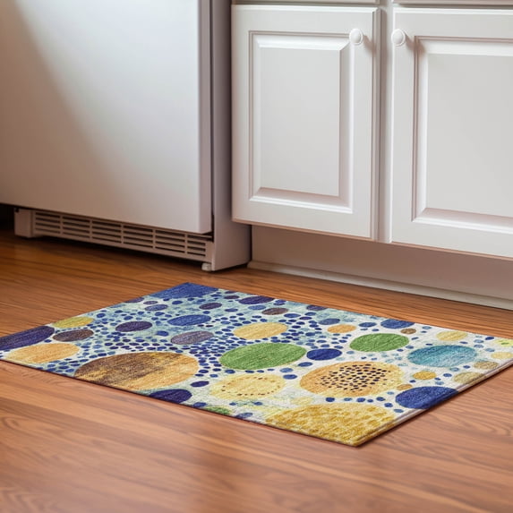 Addison Rugs Mayfield Premium Machine Washable Transitional Geometric Navy Rectangle Rug, 1'8" x 2'6"
