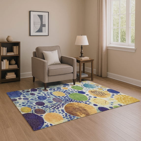 Addison Rugs Mayfield Premium Machine Washable Transitional Geometric Navy Rectangle Rug, 2'6" x 3'10"