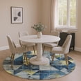 thumbnail image 1 of Addison Rugs Mayfield Premium Machine Washable Transitional Geometric Navy Round Rug, 8' x 8', 1 of 6