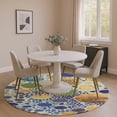 thumbnail image 1 of Addison Rugs Mayfield Premium Machine Washable Transitional Geometric Navy Round Rug, 8' x 8', 1 of 6