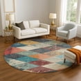thumbnail image 1 of Addison Rugs Mayfield Premium Machine Washable Transitional Geometric Navy Round Rug, 8' x 8', 1 of 6