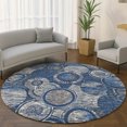 thumbnail image 1 of Addison Rugs Mayfield Premium Machine Washable Transitional Geometric Navy Round Rug, 8' x 8', 1 of 6