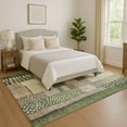 thumbnail image 1 of Addison Rugs Mayfield Premium Machine Washable Transitional Geometric Olive Rectangle Rug, 3' x 5', 1 of 7