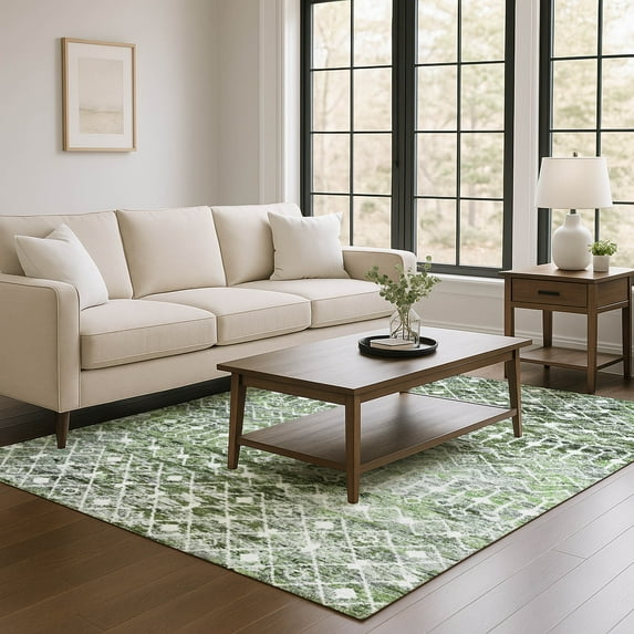 Addison Rugs Mayfield Premium Machine Washable Transitional Geometric Olive Rectangle Rug, 8' X 10' Machine Washable Transitional Geometric Olive Oversized Sherpa Throw Blanket