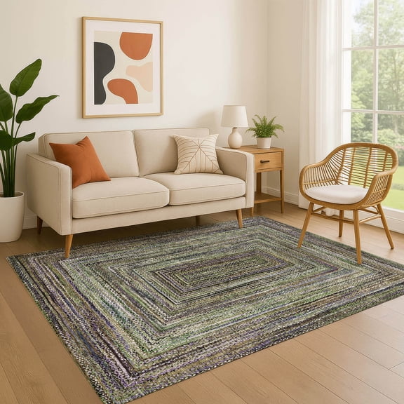 Addison Rugs Mayfield Premium Machine Washable Transitional Geometric Olive Rectangle Rug, 9' x 12'